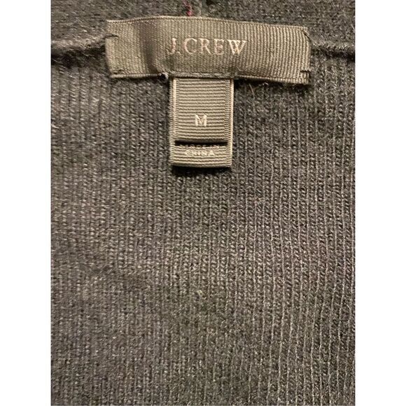 J. Crew Black Wool Blend Peplum Sleeve V-Neck Sweater | Size Medium - Picture 3 of 5